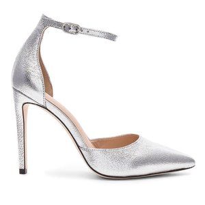 Rachel Zoe Women's Hayworth Classic Ankle Strap Pump Heels Silver Size 9 US
